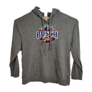 Brew City Busch Latte Hoodie Sweatshirt Men's 2XL Extra Beer Bottle Pocket Gray